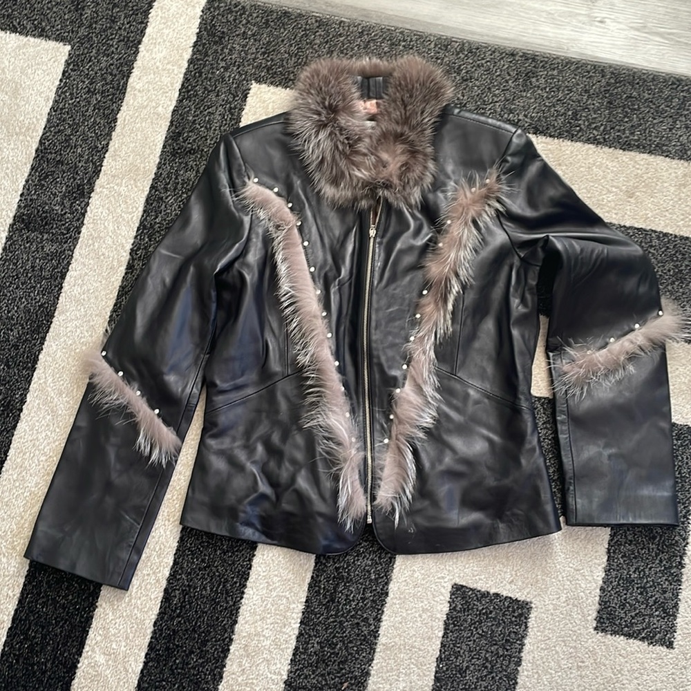 Leather and fur jacket